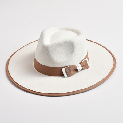 Fascinator Bow Tie Fedora Hat for Women & Men - 9.5cm Wide Brim Wool Church Jazz Hat, Perfect for Weddings & Parties